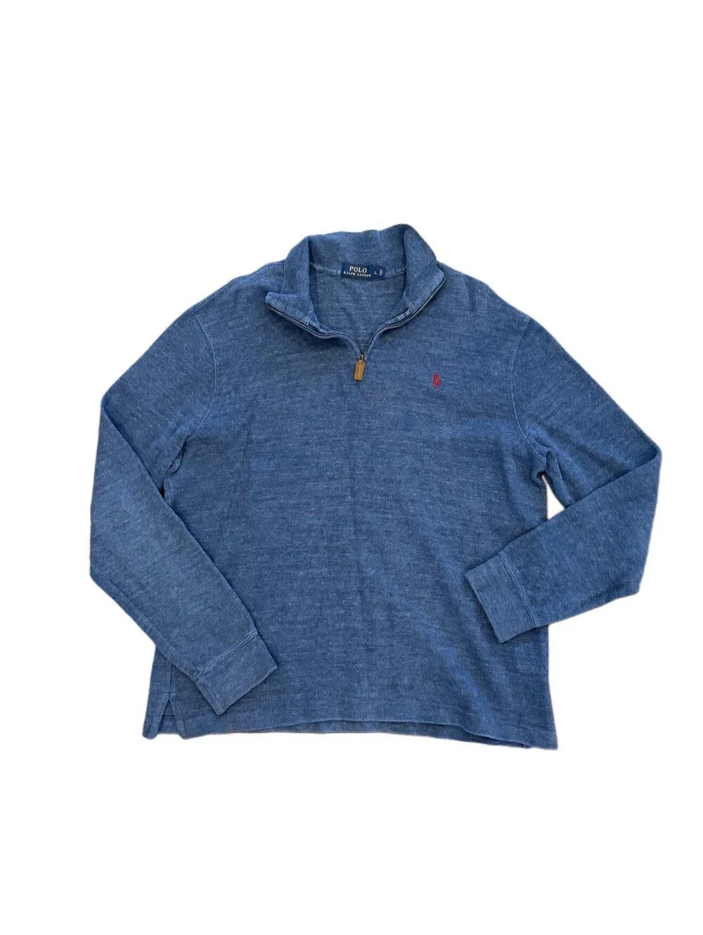 Polo Ralph Lauren Estate Rib Quarter-Zip Pullover - Blue Heather - Men's Large